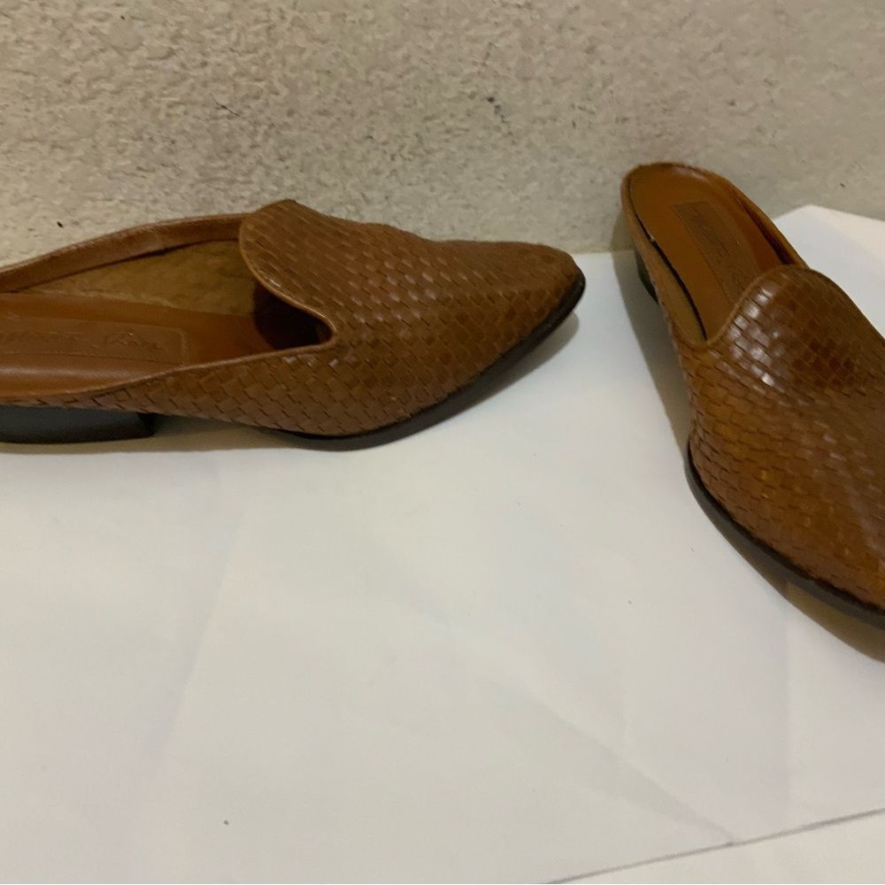 Mister Shoes Basket Weave Brown Leather Mules Shoes 9 M